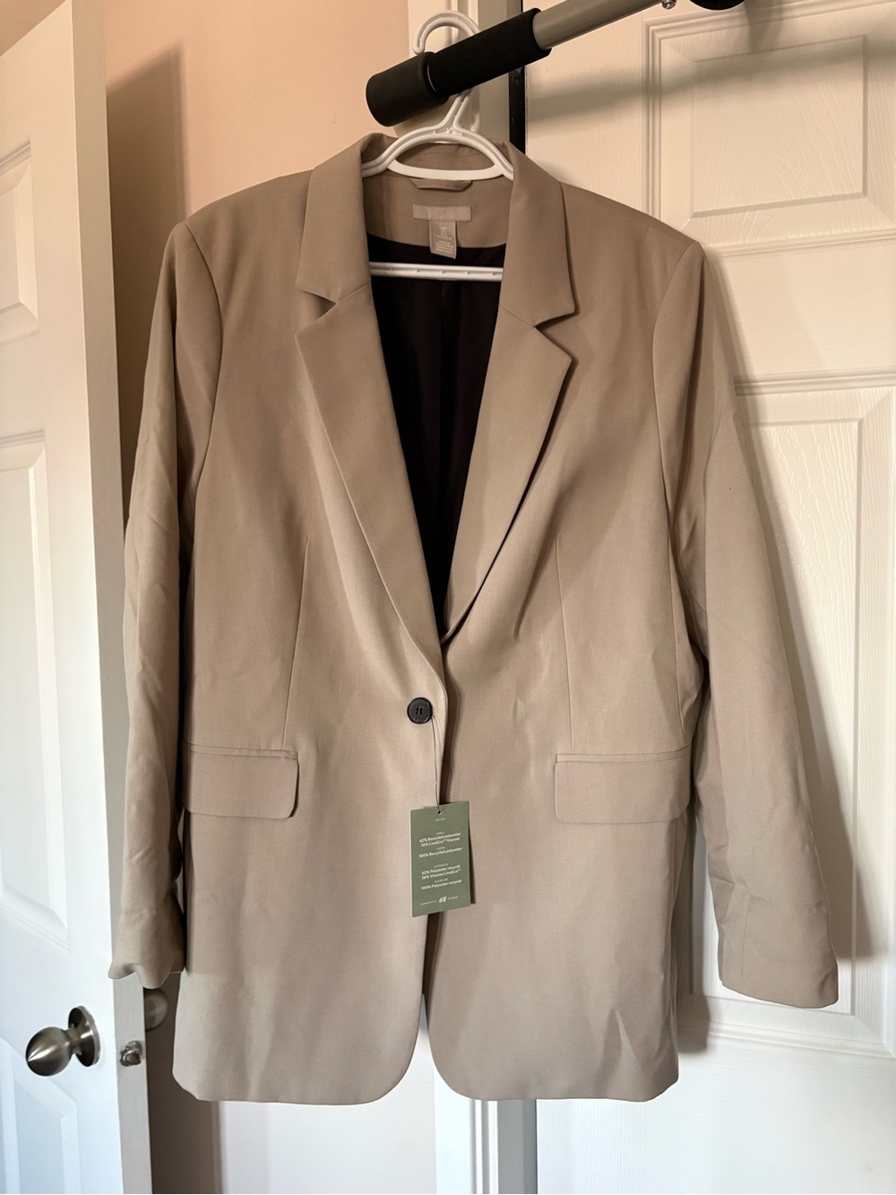 H&M Taupe Single-Button Relaxed Blazer